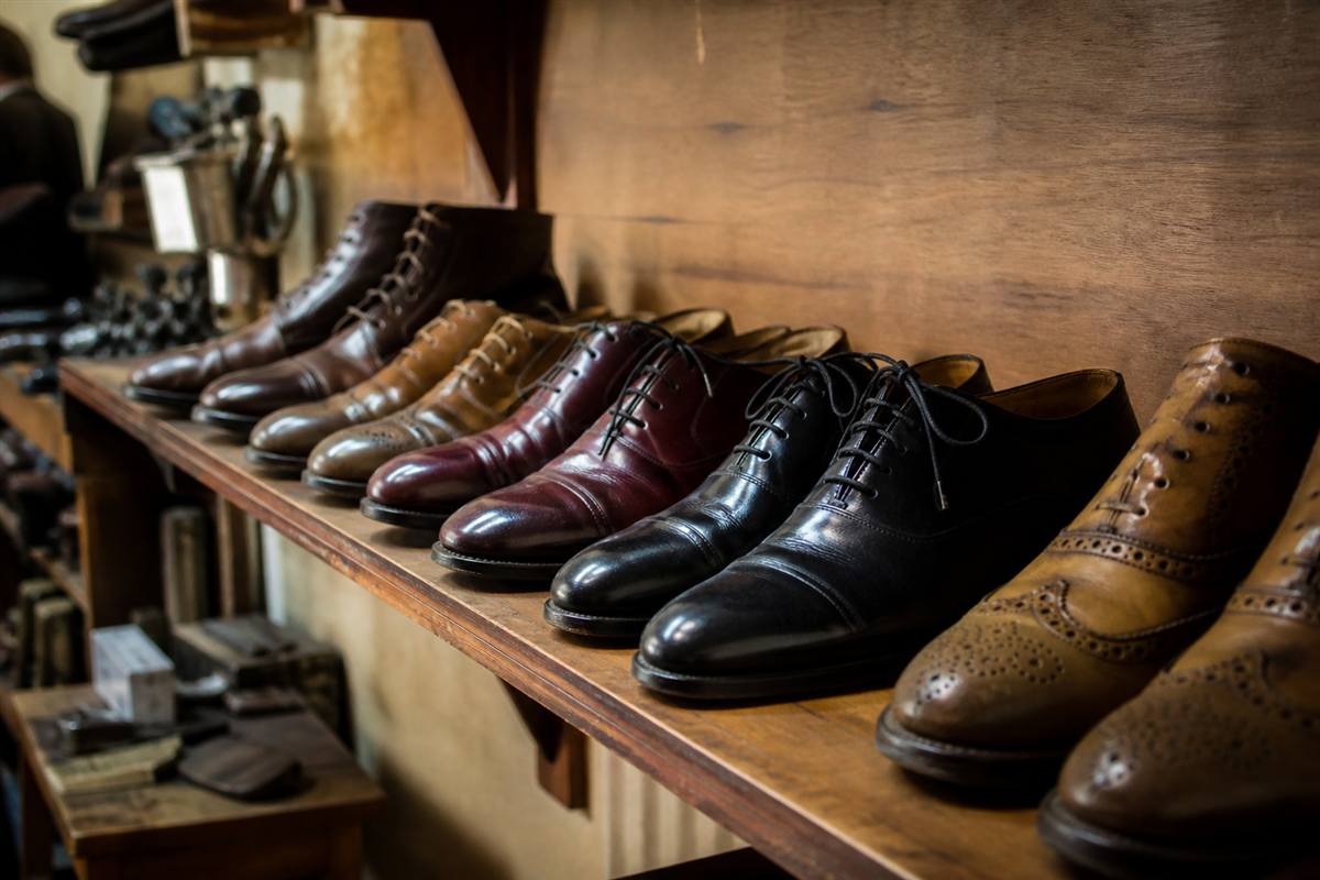 Shoes on a workshop shelf