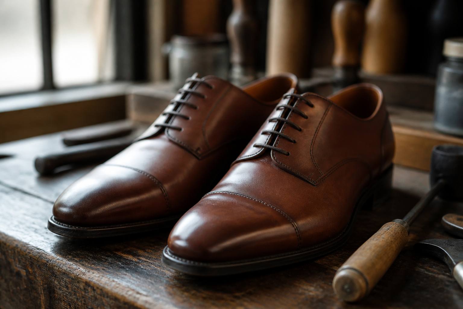 Leather shoes ready for repair