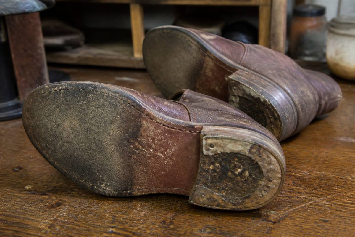 Worn soles and heels ready for repair